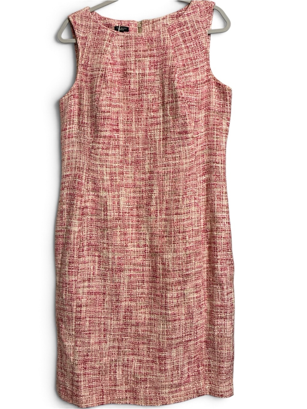NWT Talbots Pink Tweed Boucle Sleeveless Sheath Dress size 16 new!